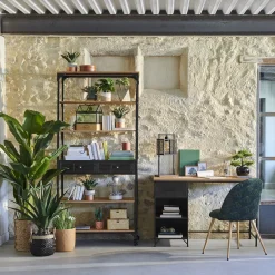 Bibliothèque 4 étagères et 2 tiroirs "Cierna"