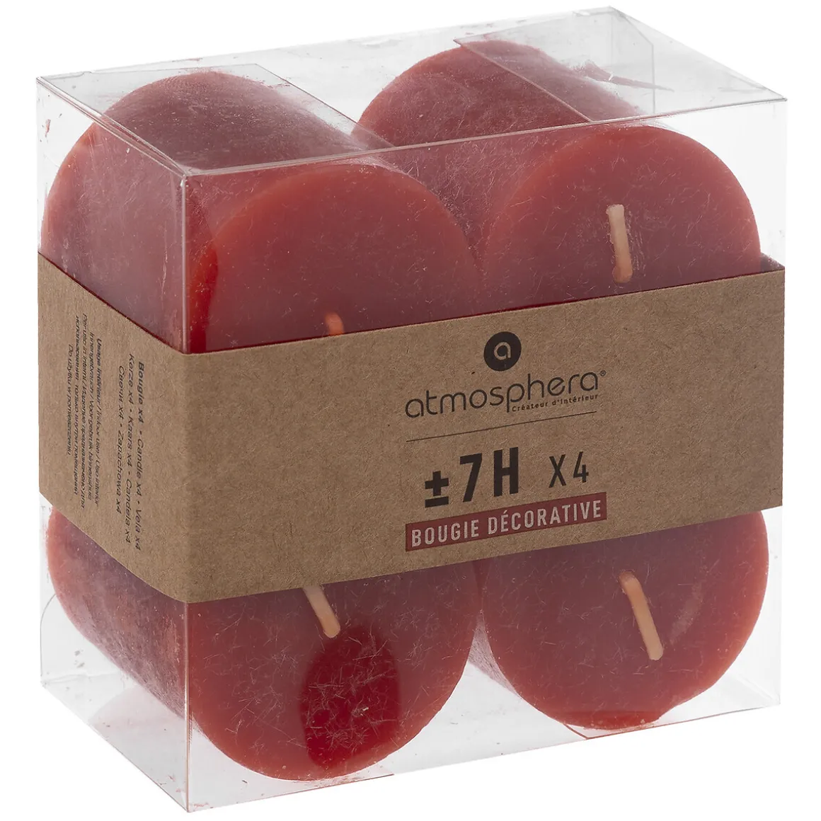 Lot de 4 bougies rustiques "Olia"