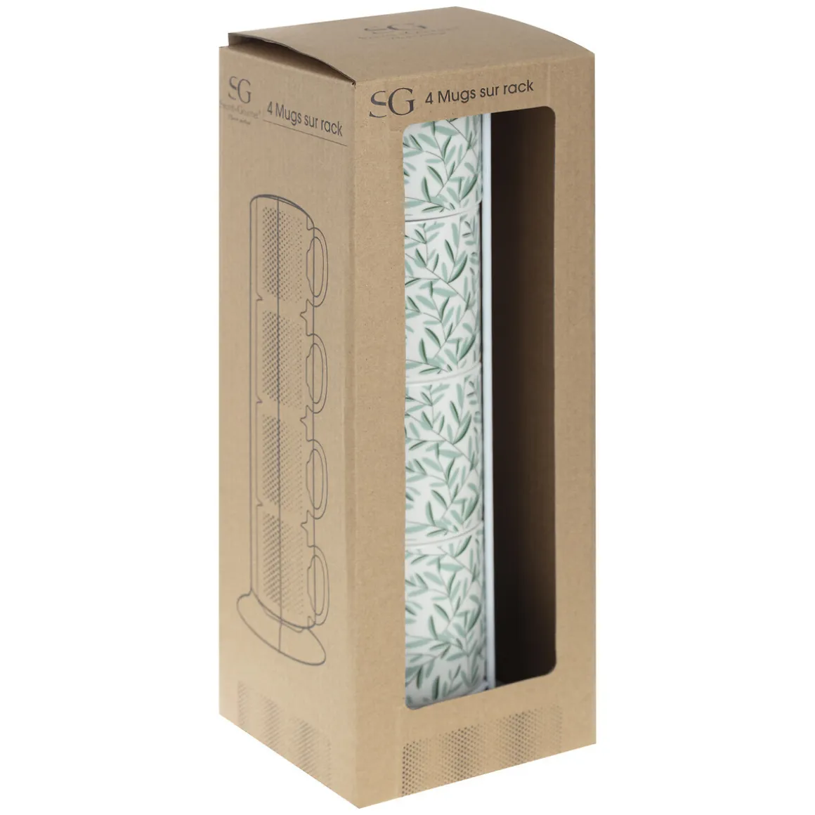 Rack 4 mugs "Floral green"