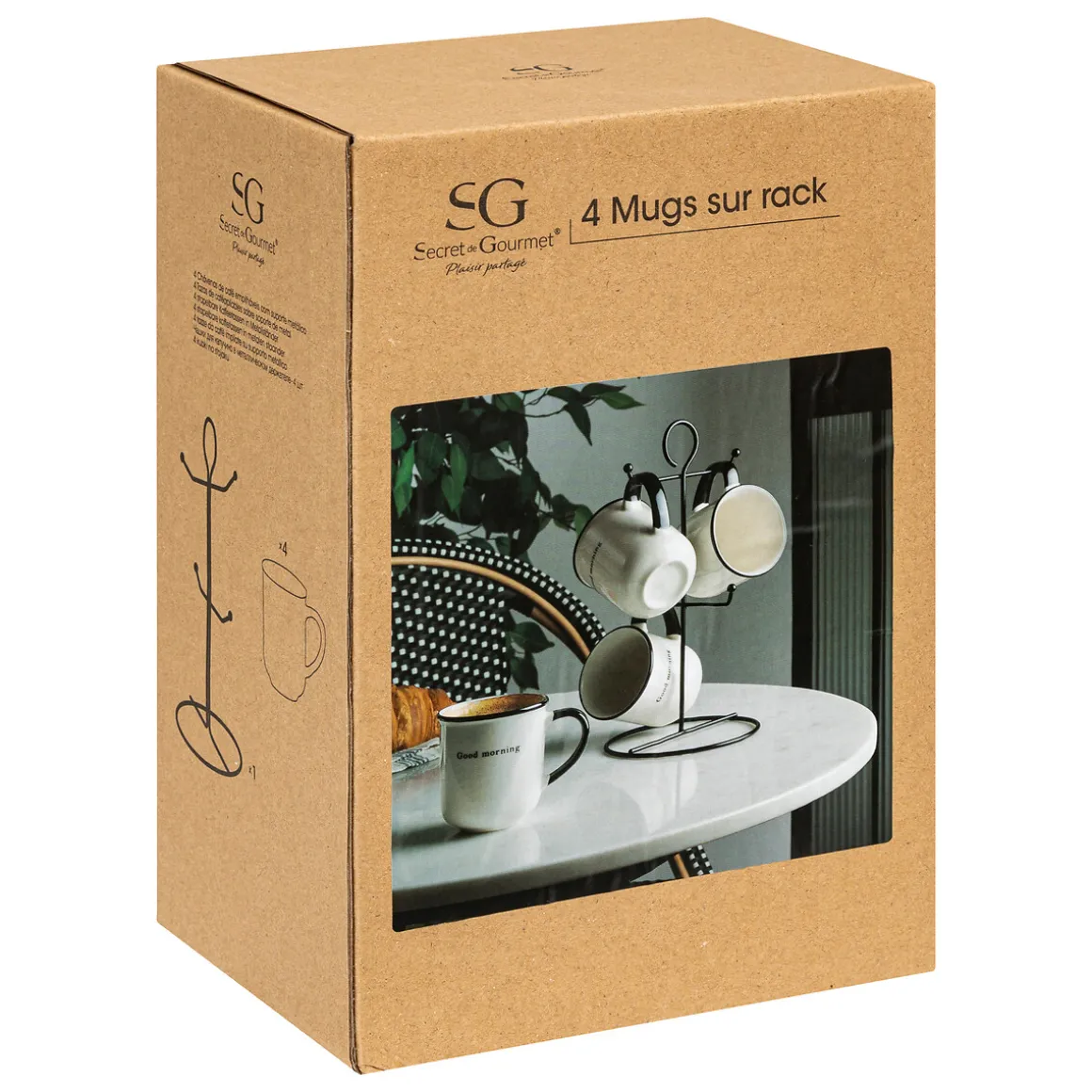 Rack 4 mugs "Good morning"