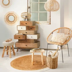 Tapis en jute bord blanc