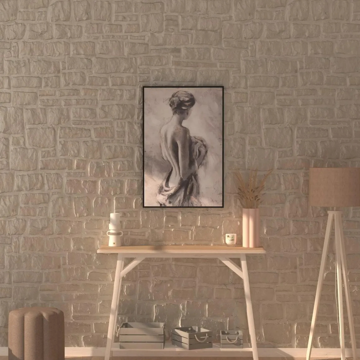 Toile peinte encadrée "Naked"