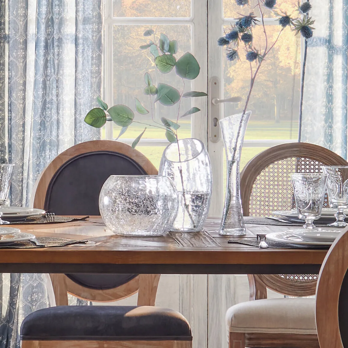 Vase bombé, verre craquelé